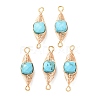 Natural Turquoise Faceted Cube Links Connector Charms with Copper Herringbone Wire-Wrapped KK-Z152-06G-02B-1