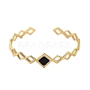 304 Stainless Steel Enamel Hollow Rhombus Open Cuff Bangles for Women BJEW-M316-07G-02-2