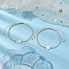 2Pcs 2 Styles Moon & Star Freshwater Shell & Natural Rainbow Moonstone Braided Bead Bracelet Sets BJEW-JB10531-2