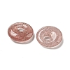 Natural Strawberry Quartz Donut/Pi Disc Charms G-G142-02D-2