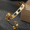 304 Stainless Steel Cuff Bangle & Cuff Rings Sets SJEW-Z003-01G-2
