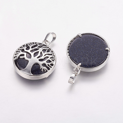 Synthetic Blue Goldstone Pendants G-E388-03P-1