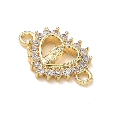 Brass Pave Clear Cubic Zirconia Religion Virgin Heart Links Connector Charms KK-L268-003G-1