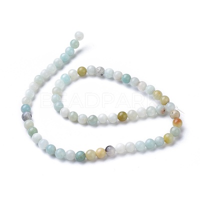 Natural Flower Amazonite Round Bead Strands X-G-D608-6mm-1