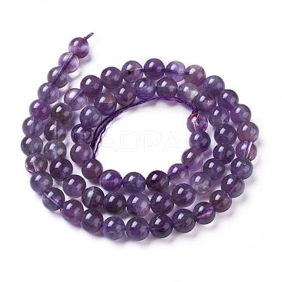 Natural Amethyst Round Bead Strands G-L170-6mm-03-1