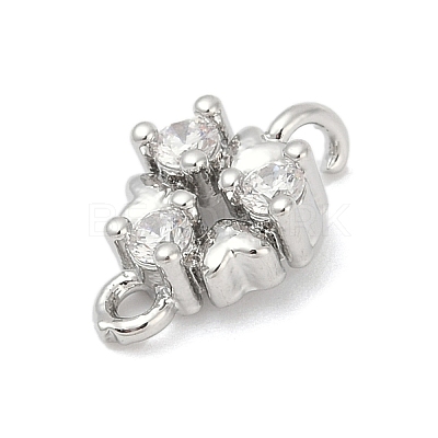 Brass Micro Pave Clear Cubic Zirconia Connector Charms KK-Z094-08P-01-1