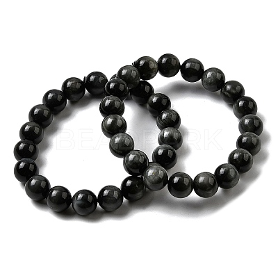 Grade A Natural Eagle Eye Stone Round Beads Stretch Bracelets for Women BJEW-L712-B06-10mm-1
