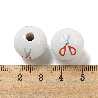 Printed Wood European Beads WOOD-L020-D03-1