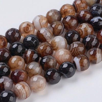 Natural Striped Agate/Banded Agate Beads Strands G-G581-8mm-11-1