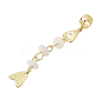 Brass Pave Cubic Zirconia Clear Cubic Zirconia & Natural White Jade & Enamel European Dangle Charms GG-CBA3401-01G-B05-1