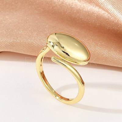Oval Brass Open Cuff Rings for Women RJEW-G343-17G-1