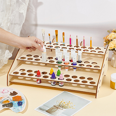 Detachable Wooden Paint Display Shelf AJEW-WH0518-74-1