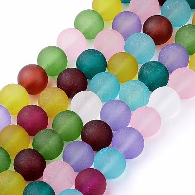 Frosted Glass Beads Strands FGLA-MSMC001-02-1