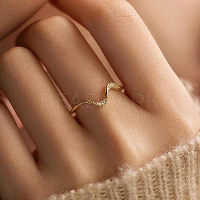 Wave Shaped 925 Sterling Silver Micro Pave Clear Cubic Zirconia Finger Rings FS-WG6021D-07-1