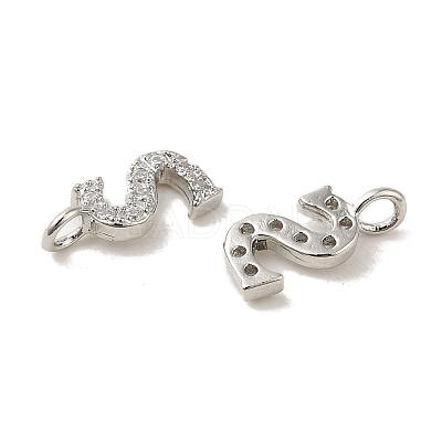 Initial Letter Brass Micro Pave Cubic Zirconia Pendants ZIRC-F008-S-1
