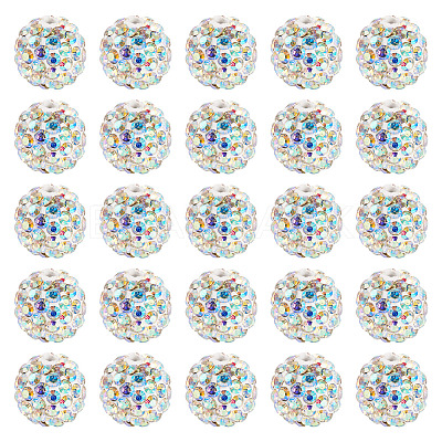 30Pcs Pave Disco Ball Beads RB-TA0001-26C-1
