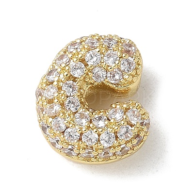Brass Micro Pave Cubic Zirconia Beads KK-P290-61G-C-1