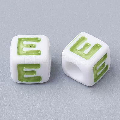 Large Hole Colorful Acrylic Letter European Beads SACR-Q104-02-1