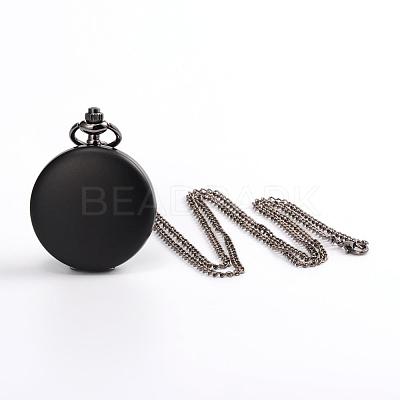 Flat Round Alloy Quartz Pocket Watches WACH-N039-04B-B-1