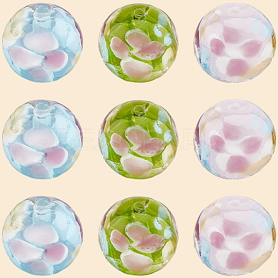 30Pcs 3 Colors Round Lampwork Beads LAMP-LT0001-01-1