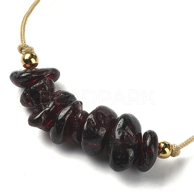 Natural Garnet Chips Braided Bead Bracelets BJEW-JB09851-01-1