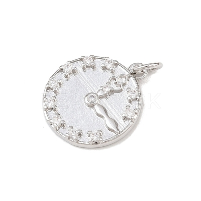 Brass Micro Pave Clear Cubic Zirconia Pendants KK-P339-20P-1