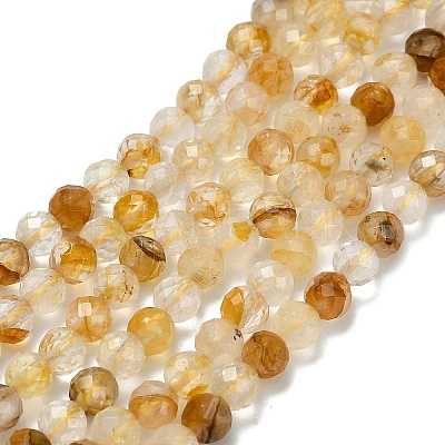 Grade A Natural Yellow Hematoid Quartz Beads Strands G-L642-F04-4mm-1