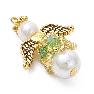 Pearlized Glass Pearl & Glass Pendants PALLOY-MZ00978-08-1