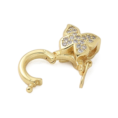 Brass Micro Pave Clear Cubic Zirconia Twister Clasps KK-P293-02D-G-1