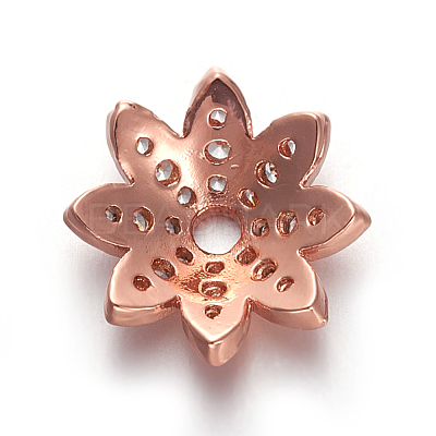 Brass Micro Pave Cubic Zirconia Bead Caps ZIRC-E158-12RG-1