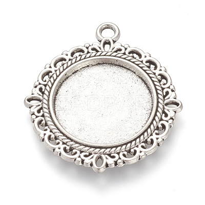Tibetan Style Alloy Pendant Cabochon Settings TIBE-T003-08AS-NR-1