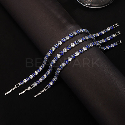 Brass & Clear Cubic Zirconia & Resin Evil Eye Tennis Bracelets for Women FS-WG6CA97-01-1