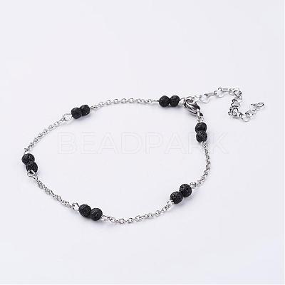 304 Stainless Steel Chain Anklets AJEW-AN00170-02-1