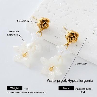 304 Stainless Steel Resin Stud Dangle Earrings for Women ST7029-8-1