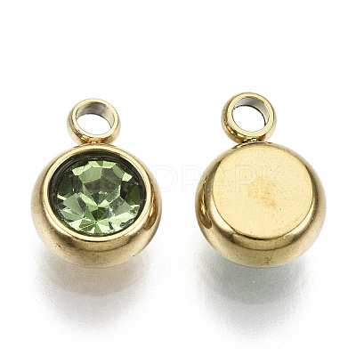 PVD Vacuum Plating 201 Stainless Steel Rhinestone Charms X-STAS-S068-08G-1