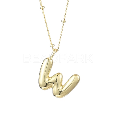 1Pc Initial Letter Brass Pendant Necklaces NJEW-YW0001-24W-1