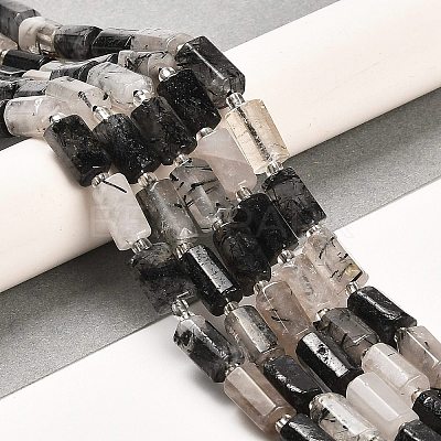 Natural Black Rutilated Quartz Beads Strands G-G068-A32-01-1