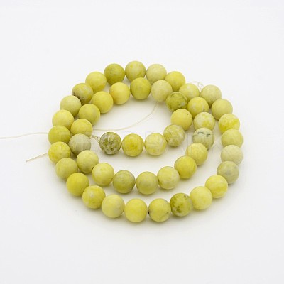 Natural Lemon Jade Round Bead Strands G-P070-36-6mm-1