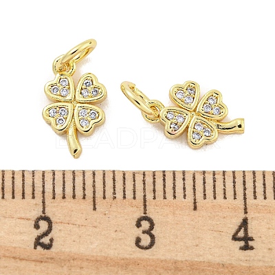 Rack Plating Brass Micro Pave Clear Cubic Zirconia Charms X-KK-Q814-08G-1