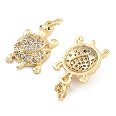 Brass Pave Clear Cubic Zirconia Pendants KK-U009-12F-G-1