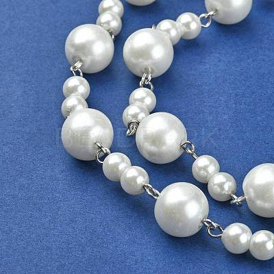 Handmade Round Glass Pearl Beads Chains for Necklaces Bracelets Making X-AJEW-JB00055-01-1