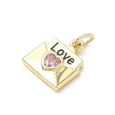 Brass Micro Pave Cubic Zirconia Charms KK-H255-28G-1