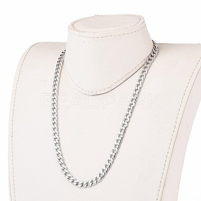 Non-Tarnish Men's 304 Stainless Steel Cuban Link Chain Necklaces X-NJEW-JN03170-01-1