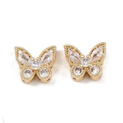 Brass Micro Pave Cubic Zirconia Multi-Strand Butterfly Links KK-K407-29G-01-1
