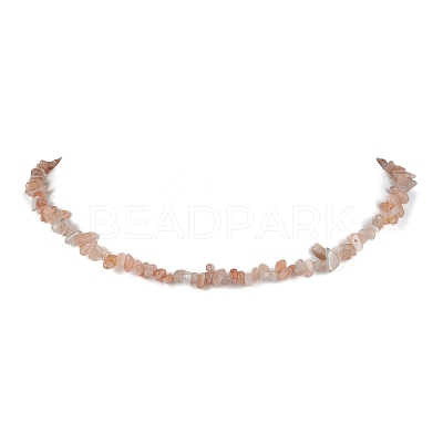 Natural Sunstone Chip Beaded Necklace NJEW-JN04616-05-1