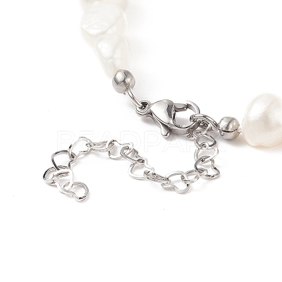 Natural Baroque Keshi Pearl Beaded Necklace with 304 Stainless Steel Clasp for Women NJEW-JN04083-1