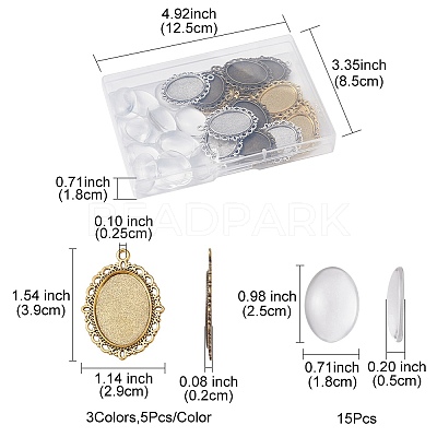 DIY Blank Oval Dome Pendant Making Kit DIY-FS0005-20-1