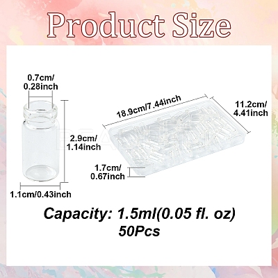 50Pcs Glass Bottles AJEW-YW0001-30-1