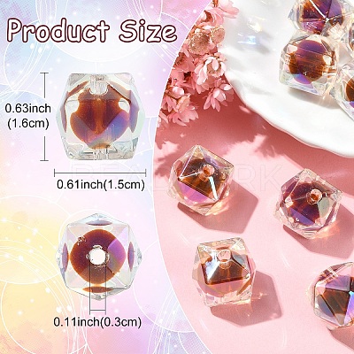 10Pcs Two Tone UV Plating Rainbow Iridescent Acrylic Beads TACR-YW0002-33F-1