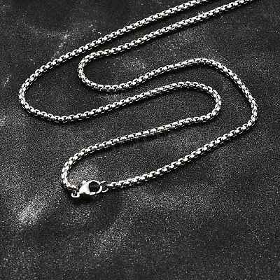 Tarnish Resistant 304 Stainless Steel Box Chain Necklaces X-NJEW-P244-01P-1